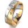 Ring 18 Karat Gelb-/Weissgold 7.0 mm sandmatt 5 Brillanten G vs Gesamt 0,095ct