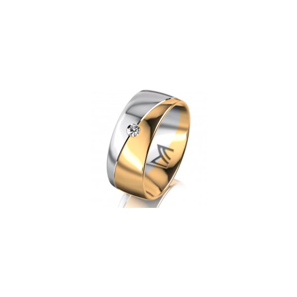 Ring 18 Karat Gelb-/Weissgold 8.0 mm poliert 1 Brillant G vs 0,050ct