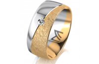 Ring 18 Karat Gelb-/Weissgold 8.0 mm kreismatt 1 Brillant...