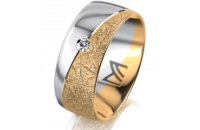Ring 18 Karat Gelb-/Weissgold 8.0 mm kristallmatt 1...
