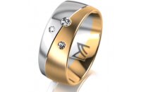 Ring 14 Karat Gelb-/Weissgold 8.0 mm l&auml;ngsmatt 3...