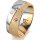 Ring 14 Karat Gelb-/Weissgold 8.0 mm kreismatt 3 Brillanten G vs Gesamt 0,080ct