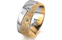 Ring 14 Karat Gelb-/Weissgold 8.0 mm kristallmatt 3...