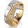 Ring 14 Karat Gelb-/Weissgold 8.0 mm kristallmatt 3 Brillanten G vs Gesamt 0,080ct