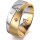 Ring 18 Karat Gelb-/Weissgold 8.0 mm sandmatt 3 Brillanten G vs Gesamt 0,080ct