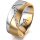 Ring 14 Karat Gelb-/Weissgold 8.0 mm l&auml;ngsmatt 7 Brillanten G vs Gesamt 0,095ct