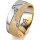 Ring 14 Karat Gelb-/Weissgold 8.0 mm kreismatt 7 Brillanten G vs Gesamt 0,095ct