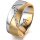 Ring 14 Karat Gelb-/Weissgold 8.0 mm sandmatt 7 Brillanten G vs Gesamt 0,095ct