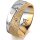 Ring 14 Karat Gelb-/Weissgold 8.0 mm kristallmatt 5 Brillanten G vs Gesamt 0,115ct