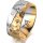 Ring 14 Karat Gelb-/Weissgold 8.0 mm diamantmatt 5 Brillanten G vs Gesamt 0,115ct