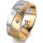 Ring 18 Karat Gelb-/Weissgold 8.0 mm sandmatt 5 Brillanten G vs Gesamt 0,115ct