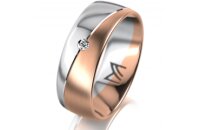 Ring 14 Karat Rot-/Weissgold 7.0 mm l&auml;ngsmatt 1...