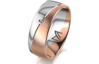 Ring 14 Karat Rot-/Weissgold 7.0 mm sandmatt 1 Brillant G...