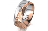 Ring 14 Karat Rot-/Weissgold 7.0 mm diamantmatt 1...