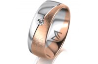 Ring 18 Karat Rot-/Weissgold 7.0 mm sandmatt 1 Brillant G...