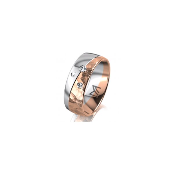 Ring 14 Karat Rot-/Weissgold 7.0 mm diamantmatt 3 Brillanten G vs Gesamt 0,070ct
