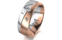 Ring 18 Karat Rot-/Weissgold 7.0 mm l&auml;ngsmatt 3...