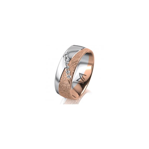 Ring 18 Karat Rot-/Weissgold 7.0 mm kristallmatt 6 Brillanten G vs Gesamt 0,080ct