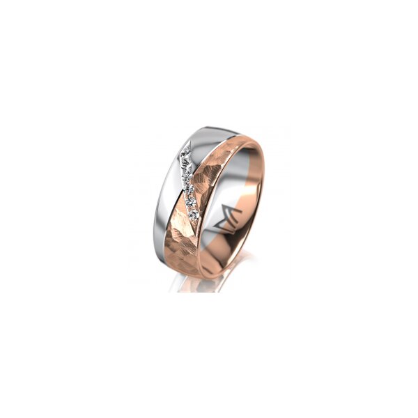 Ring 18 Karat Rot-/Weissgold 7.0 mm diamantmatt 6 Brillanten G vs Gesamt 0,080ct
