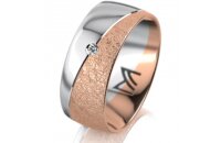 Ring 14 Karat Rot-/Weissgold 8.0 mm kreismatt 1 Brillant...