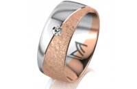 Ring 18 Karat Rot-/Weissgold 8.0 mm kreismatt 1 Brillant...