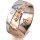 Ring 14 Karat Rot-/Weissgold 8.0 mm diamantmatt 3 Brillanten G vs Gesamt 0,080ct