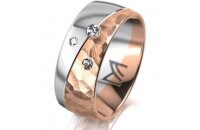 Ring 18 Karat Rot-/Weissgold 8.0 mm diamantmatt 3...