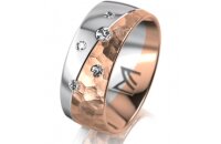 Ring 14 Karat Rot-/Weissgold 8.0 mm diamantmatt 5...