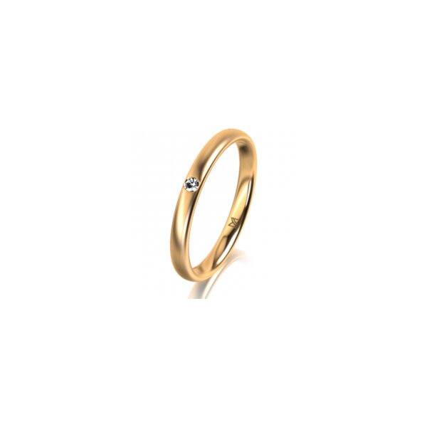 Ring 14 Karat Gelbgold 2.5 mm längsmatt 1 Brillant G vs 0,025ct