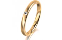 Ring 14 Karat Gelbgold 2.5 mm l&auml;ngsmatt 1 Brillant G...