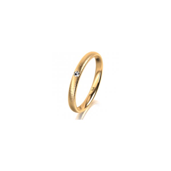 Ring 14 Karat Gelbgold 2.5 mm sandmatt 1 Brillant G vs 0,025ct