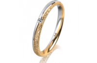 Ring 14 Karat Gelb-/Weissgold 2.5 mm kristallmatt 1...