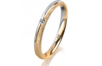 Ring 18 Karat Gelb-/Weissgold 2.5 mm kreismatt 1 Brillant...