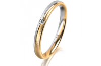 Ring 18 Karat Gelb-/Weissgold 2.5 mm sandmatt 1 Brillant...