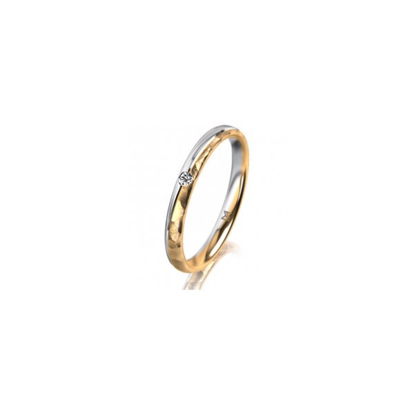 Ring 18 Karat Gelb-/Weissgold 2.5 mm diamantmatt 1 Brillant G vs 0,025ct