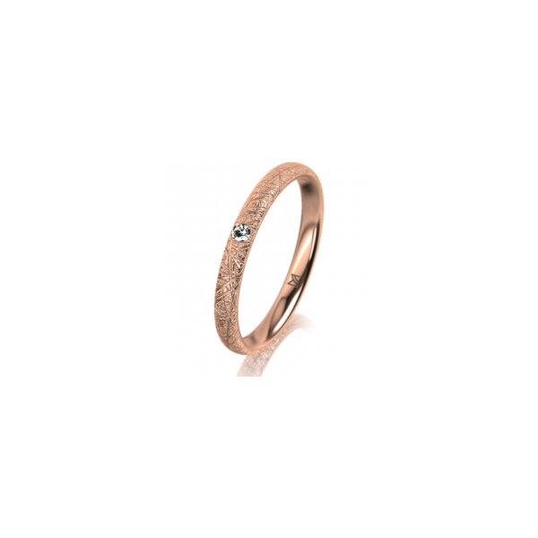 Ring 14 Karat Rotgold 2.5 mm kristallmatt 1 Brillant G vs 0,025ct