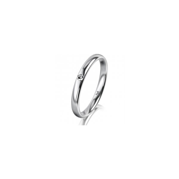 Ring 14 Karat Weissgold 2.5 mm poliert 1 Brillant G vs 0,025ct
