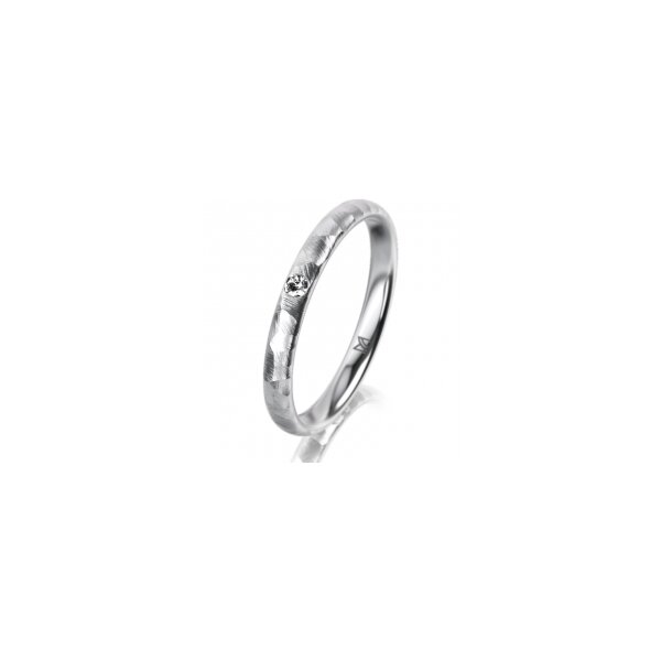Ring 14 Karat Weissgold 2.5 mm diamantmatt 1 Brillant G vs 0,025ct