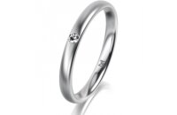 Ring 18 Karat Weissgold 2.5 mm l&auml;ngsmatt 1 Brillant...