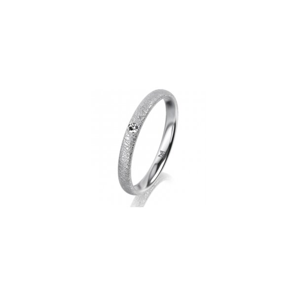 Ring 18 Karat Weissgold 2.5 mm kreismatt 1 Brillant G vs 0,025ct