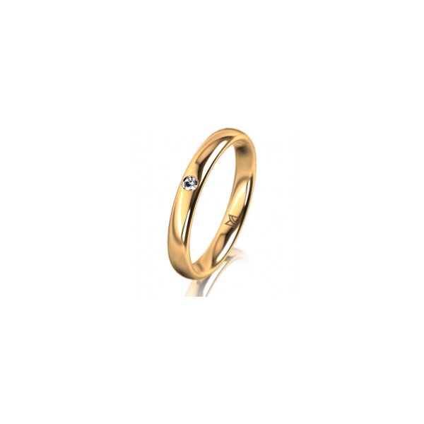 Ring 14 Karat Gelbgold 3.0 mm poliert 1 Brillant G vs 0,025ct