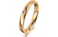 Ring 14 Karat Gelbgold 3.0 mm l&auml;ngsmatt 1 Brillant G...
