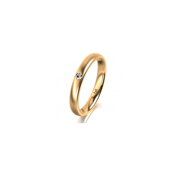 Ring 18 Karat Gelbgold 3.0 mm l&auml;ngsmatt 1 Brillant G vs 0,025ct