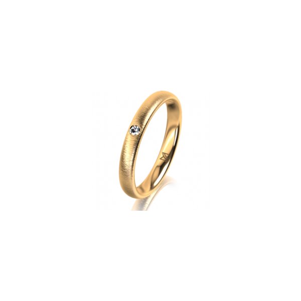 Ring 18 Karat Gelbgold 3.0 mm sandmatt 1 Brillant G vs 0,025ct