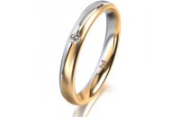 Ring 14 Karat Gelb-/Weissgold 3.0 mm l&auml;ngsmatt 1...