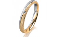 Ring 18 Karat Gelb-/Weissgold 3.0 mm kreismatt 1 Brillant...
