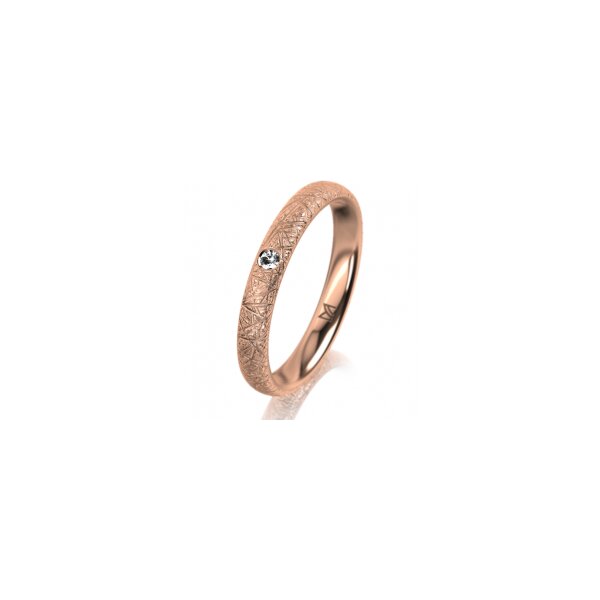 Ring 14 Karat Rotgold 3.0 mm kristallmatt 1 Brillant G vs 0,025ct