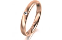 Ring 18 Karat Rotgold 3.0 mm l&auml;ngsmatt 1 Brillant G...