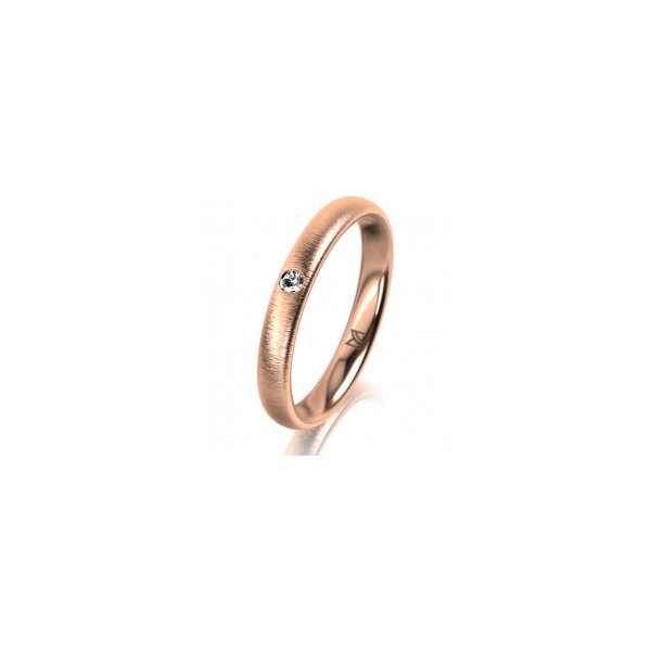 Ring 18 Karat Rotgold 3.0 mm sandmatt 1 Brillant G vs 0,025ct