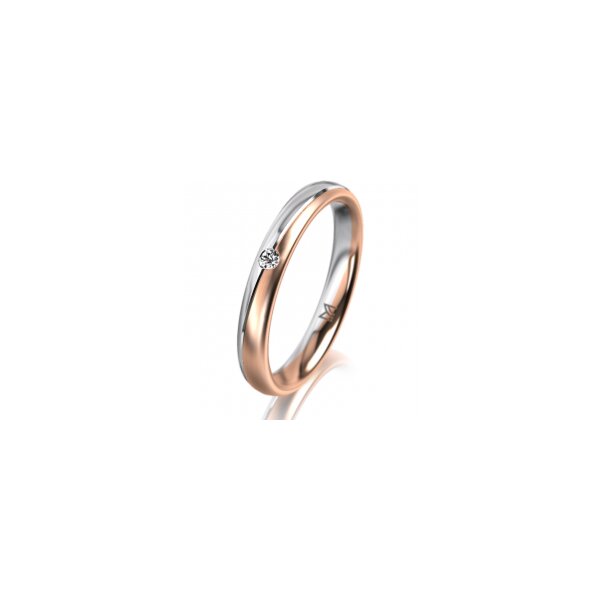 Ring 14 Karat Rot-/Weissgold 3.0 mm l&auml;ngsmatt 1 Brillant G vs 0,025ct